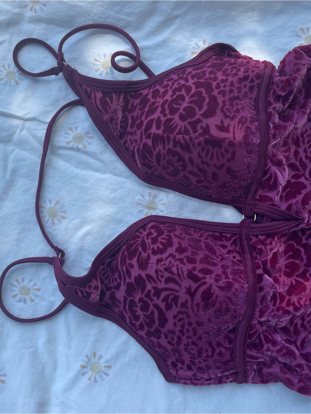 Victoria's Secret Plum Floral Velvet Bralette